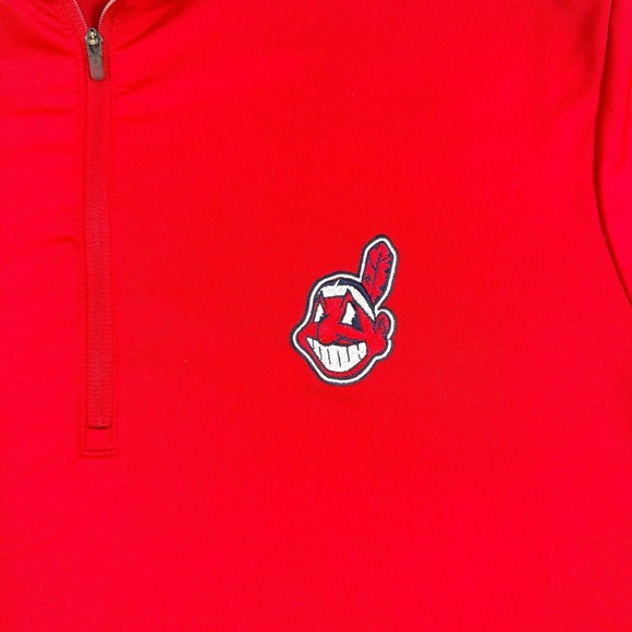 Cleveland Indians Antigua 1/4 Zip Pullover Men's Large Red Chief Wahoo Guardians - Picture 3 of 7